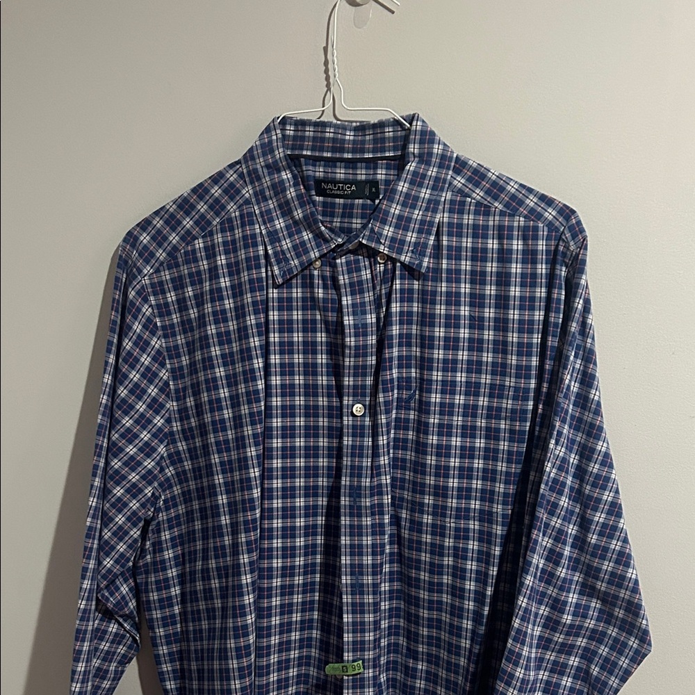 Nautica Men's Navy Checkered Shirt